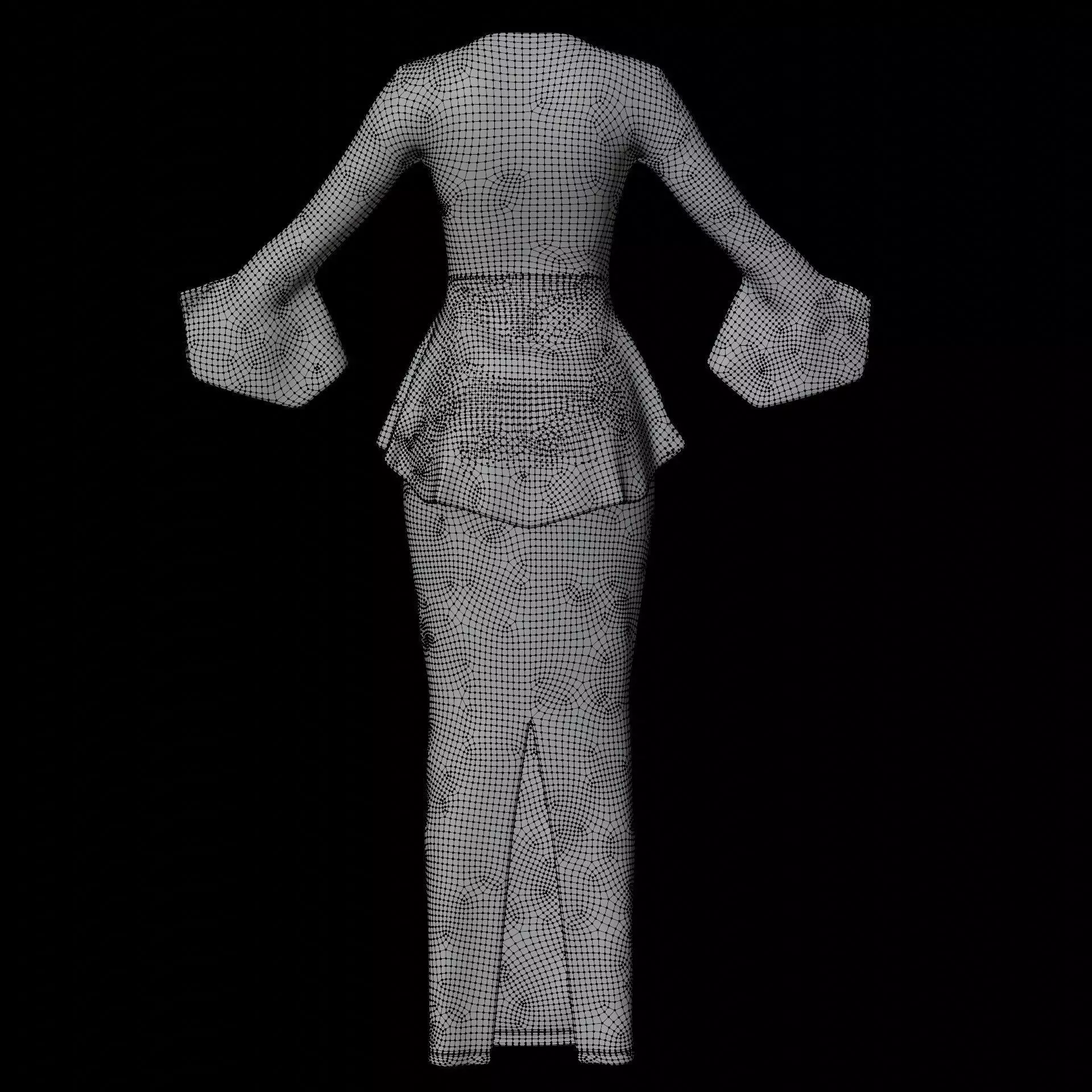 3D Female outfit - Skirt and Blouse Low-poly 3D model_20