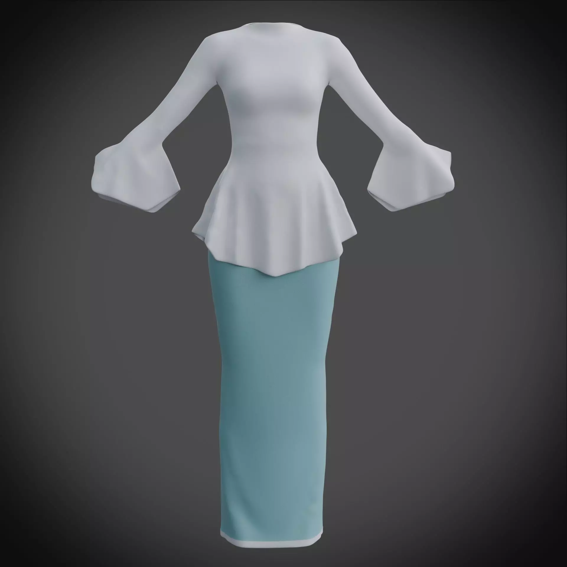 3D Female outfit - Skirt and Blouse Low-poly 3D model_1