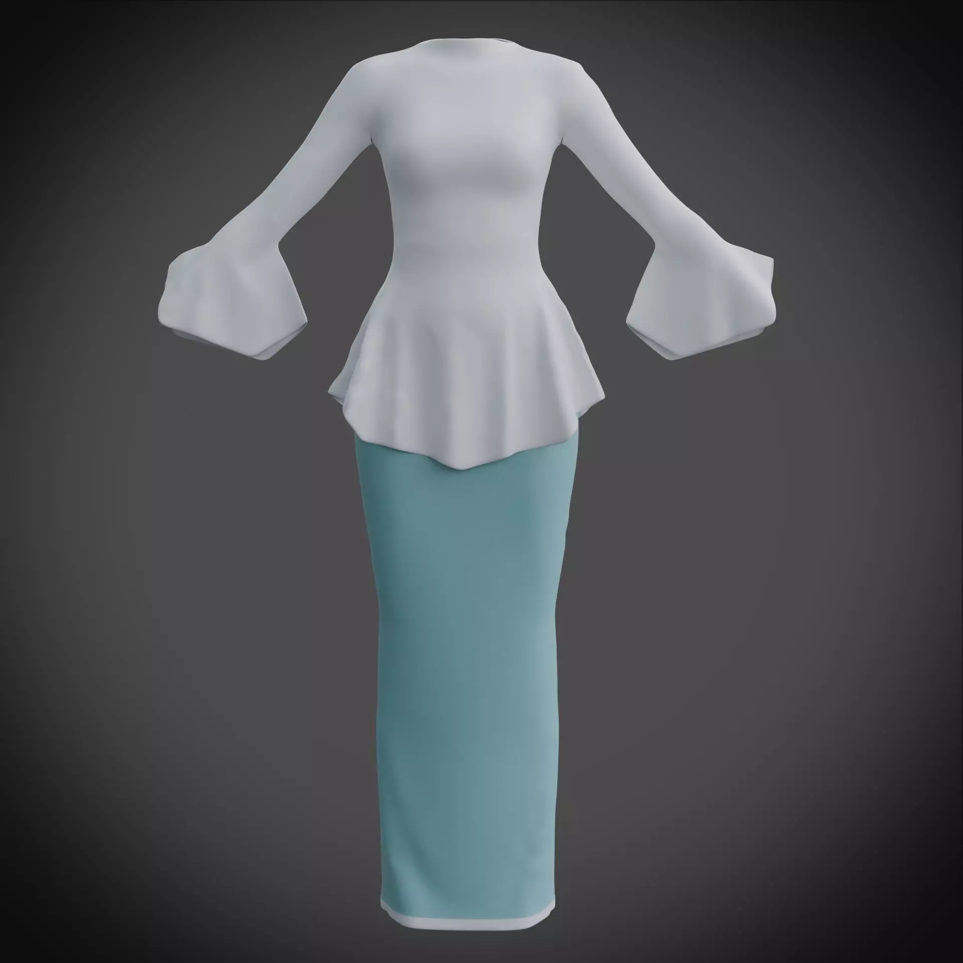 3D Female outfit - Skirt and Blouse Low-poly 3D model_18