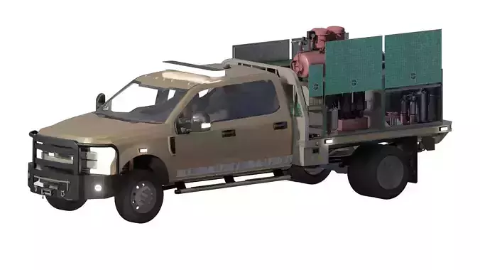 Detailed rescue truck with equipment and interior 3D model
