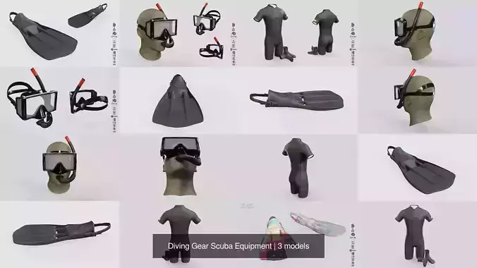 Diving Gear Scuba Equipment 3D Model Collection