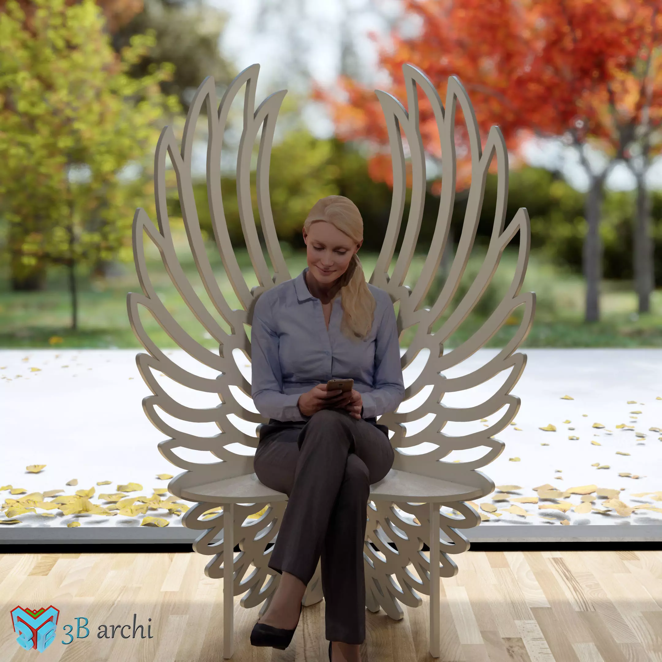 Angel Wings Chair Low-poly 3D model