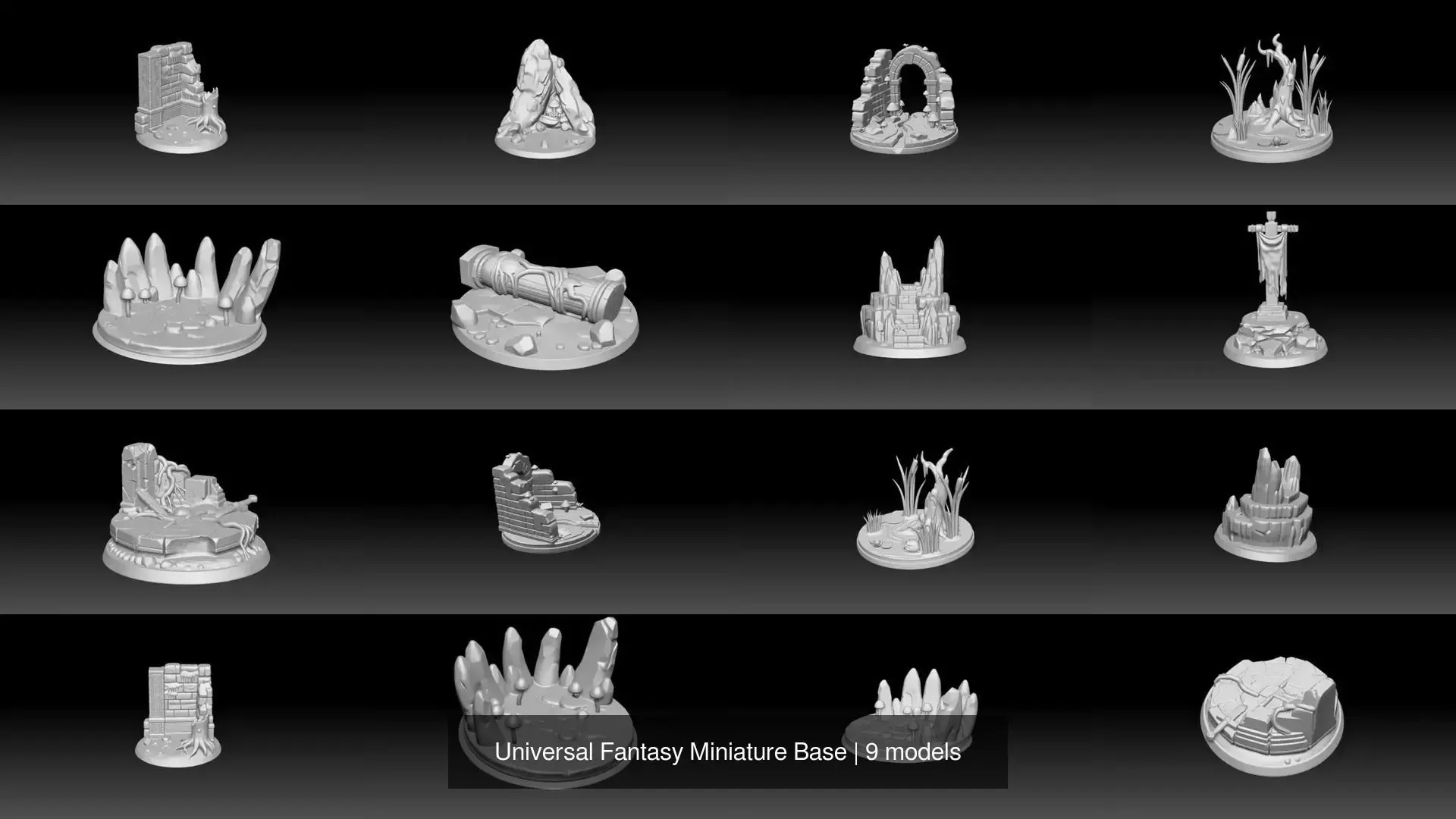 Universal Fantasy Miniature Base 3D Model Collection_1