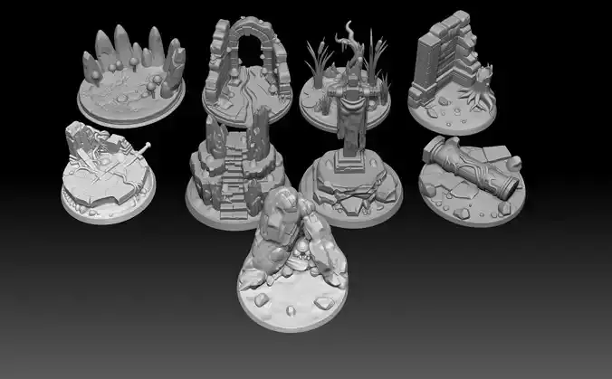 Universal Fantasy Miniature Base 3D Model Collection