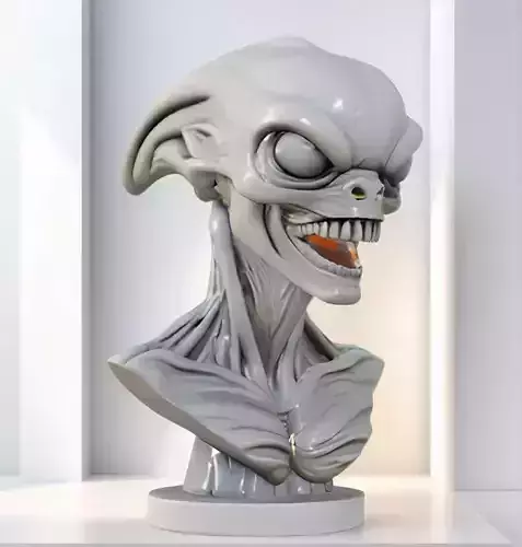 Alien Bust Sculpture 3D Model STL Printable