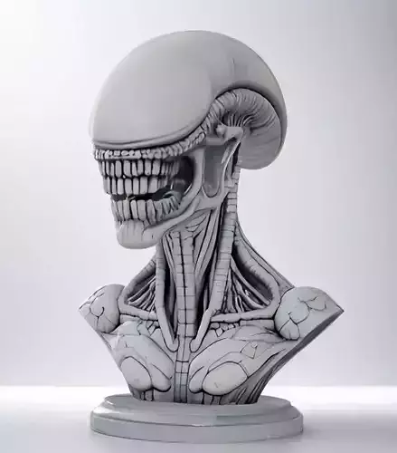 Alien Bust Sculpture 3D Model STL Printable