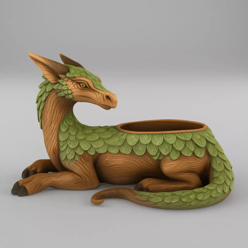 Forest Dragon Planter STL 3D print model