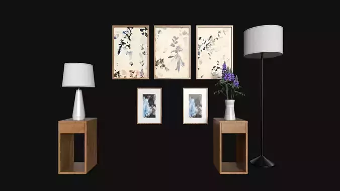 Modern Interior Decor Set 3D Model