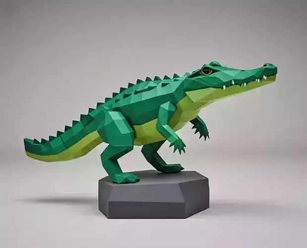 2271  Low Poly Crocodile  Full  Body   3D Model