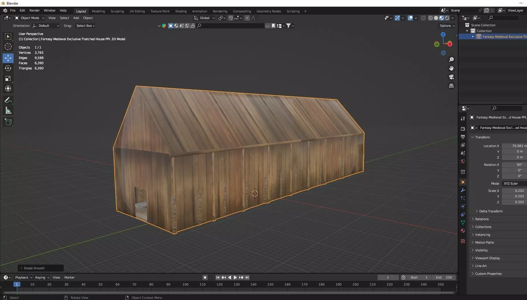 Fantasy Medieval Exclusive Village Hut House PPL 3D Model Low-poly 3D model_8