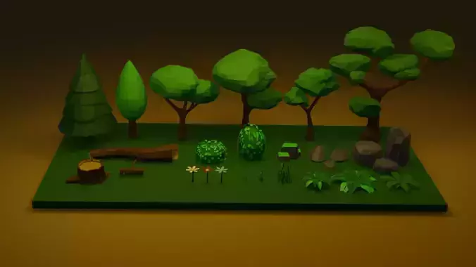 Low poly Nature Asset 1 Low-poly 3D model