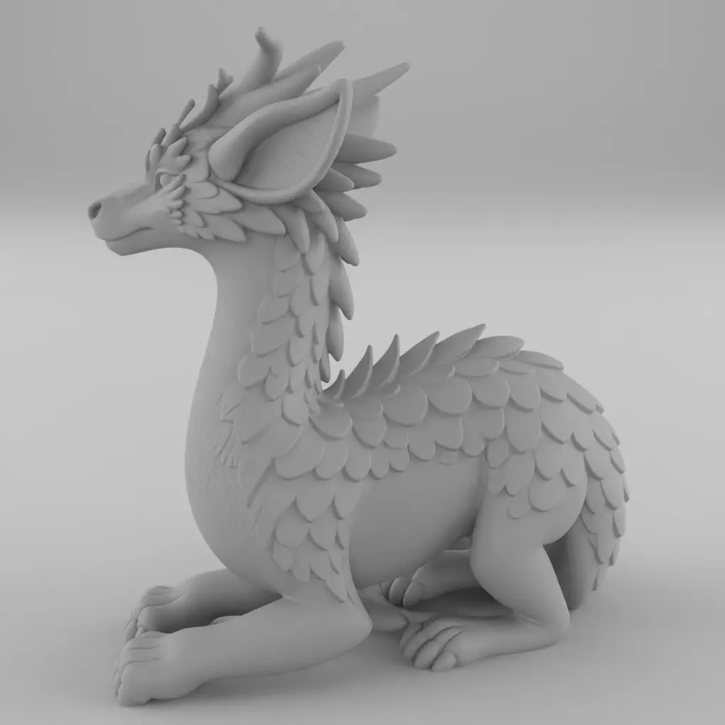 Cute Baby Dragon Sculpture STL 3D Print Model 3D print model_6