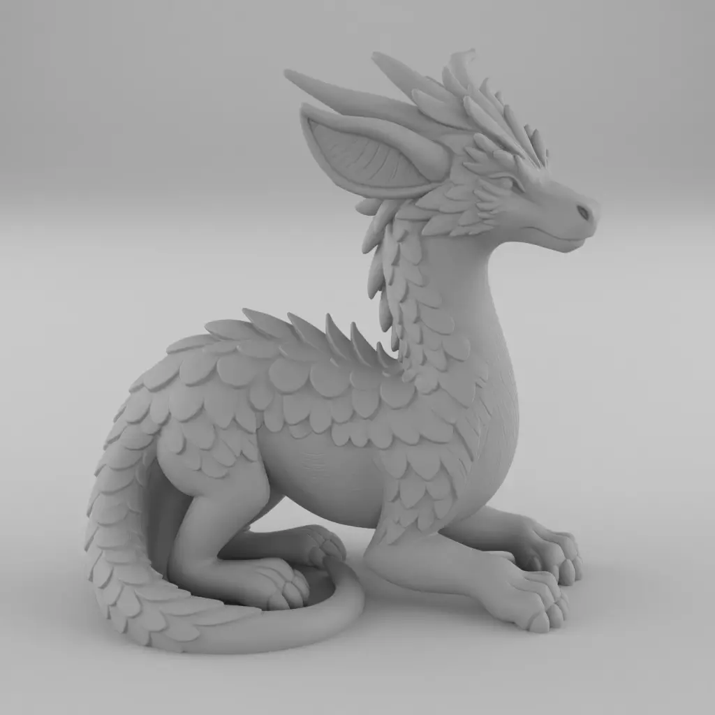 Cute Baby Dragon Sculpture STL 3D Print Model 3D print model_4