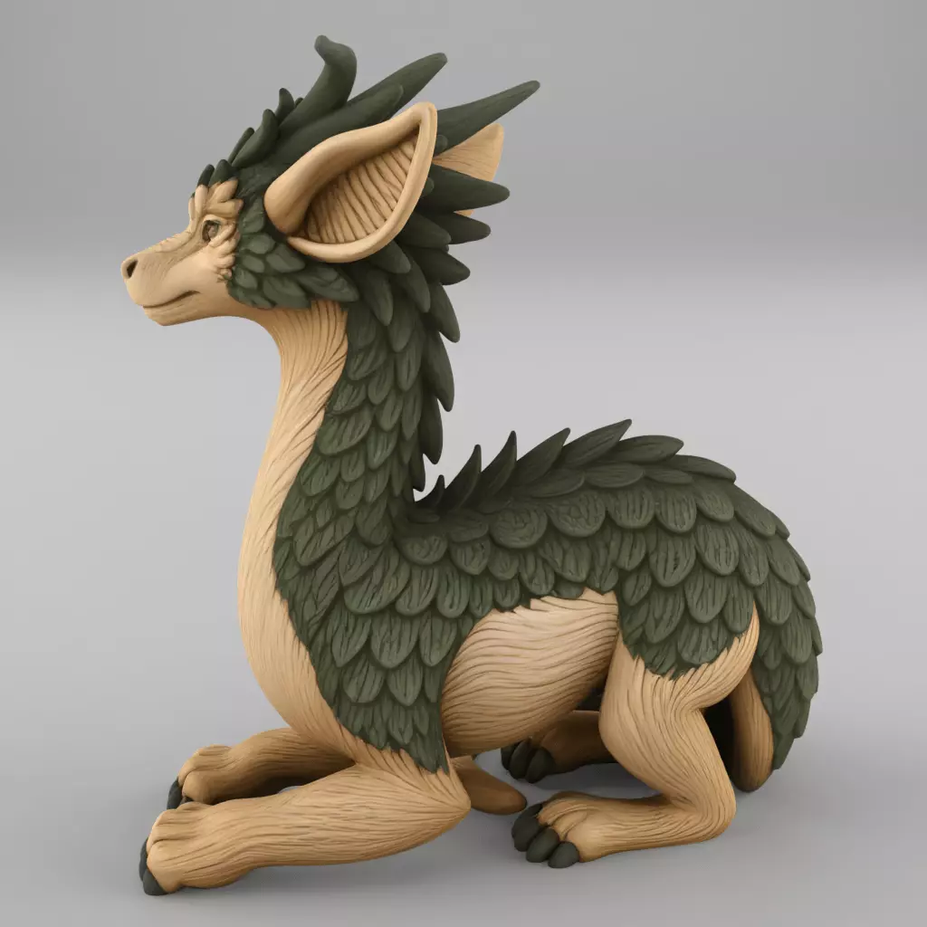 Cute Baby Dragon Sculpture STL 3D Print Model 3D print model_2