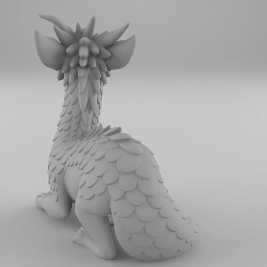 Cute Baby Dragon Sculpture STL 3D Print Model 3D print model_7