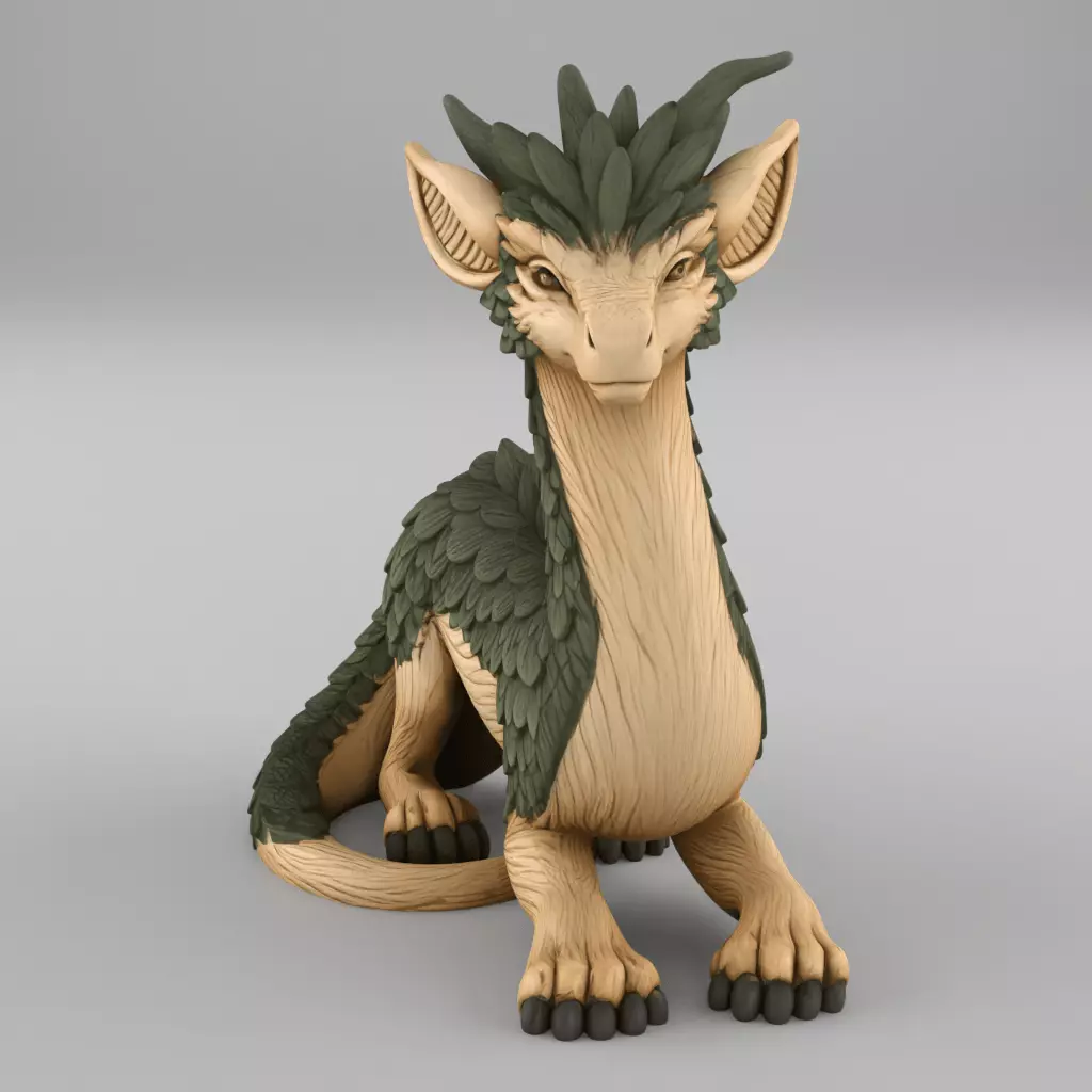 Cute Baby Dragon Sculpture STL 3D Print Model 3D print model_1