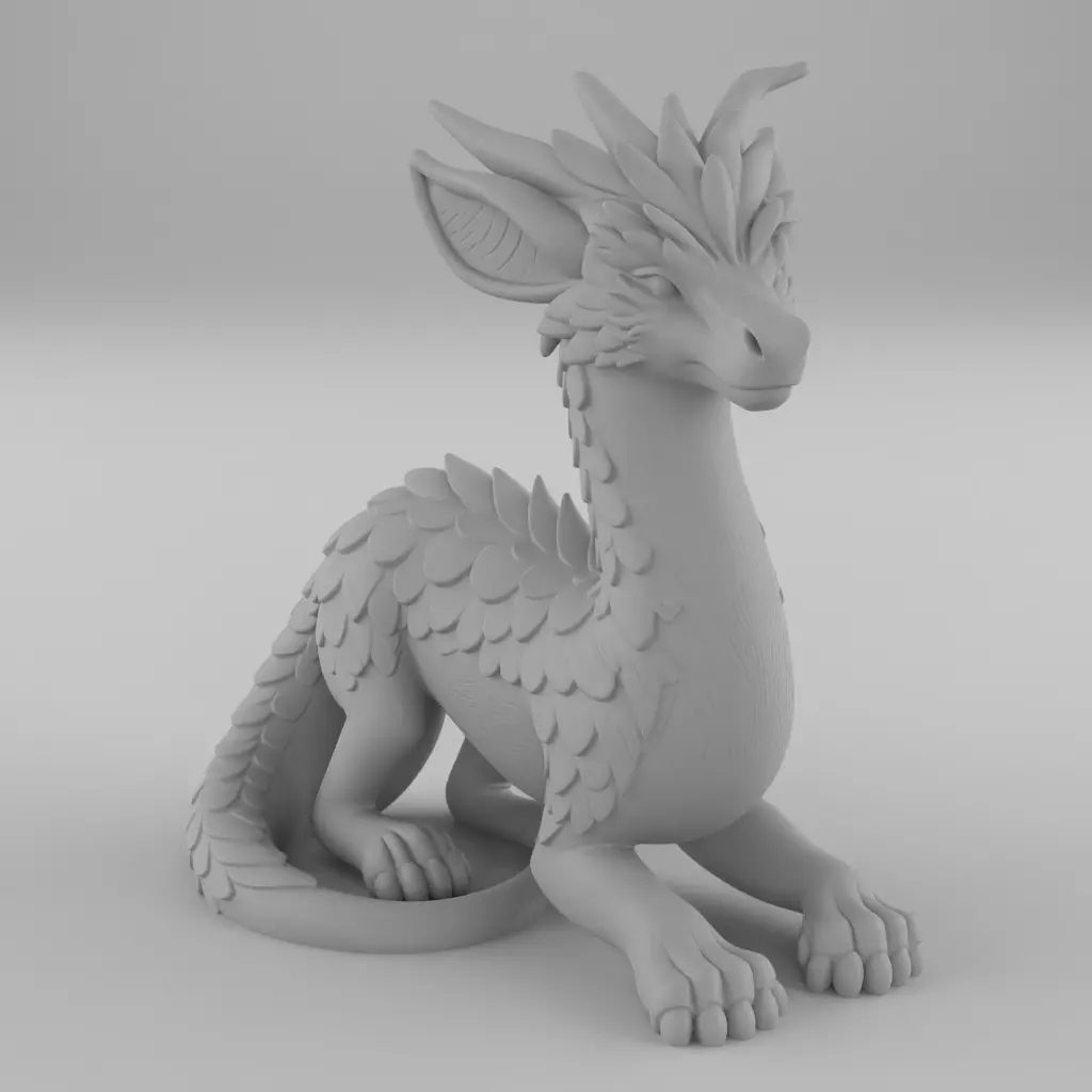 Cute Baby Dragon Sculpture STL 3D Print Model 3D print model_5