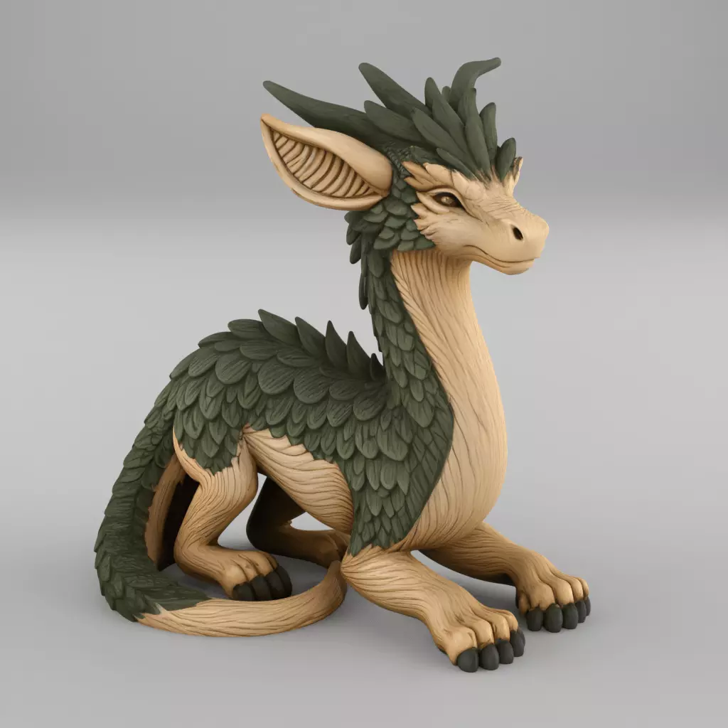 Cute Baby Dragon Sculpture STL 3D Print Model 3D print model_0