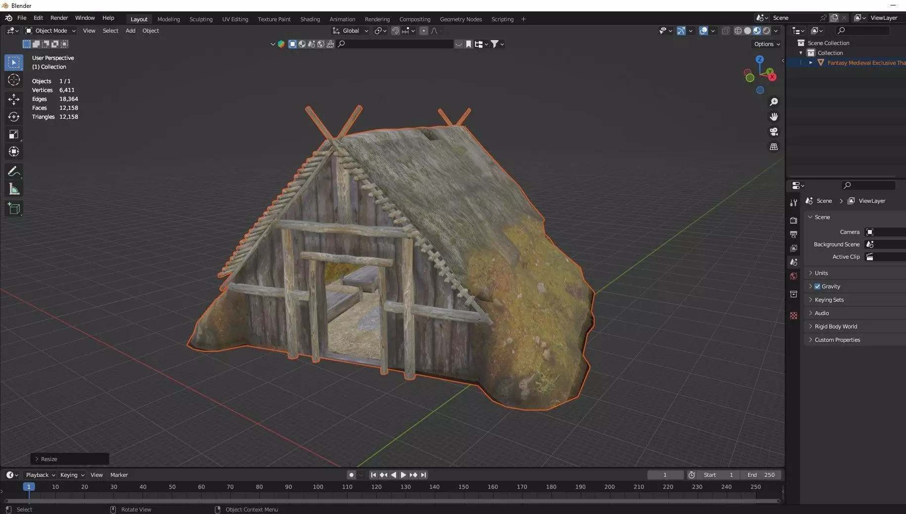 Fantasy Medieval Exclusive Village Hut House PPB 3D Model Low-poly 3D model_9