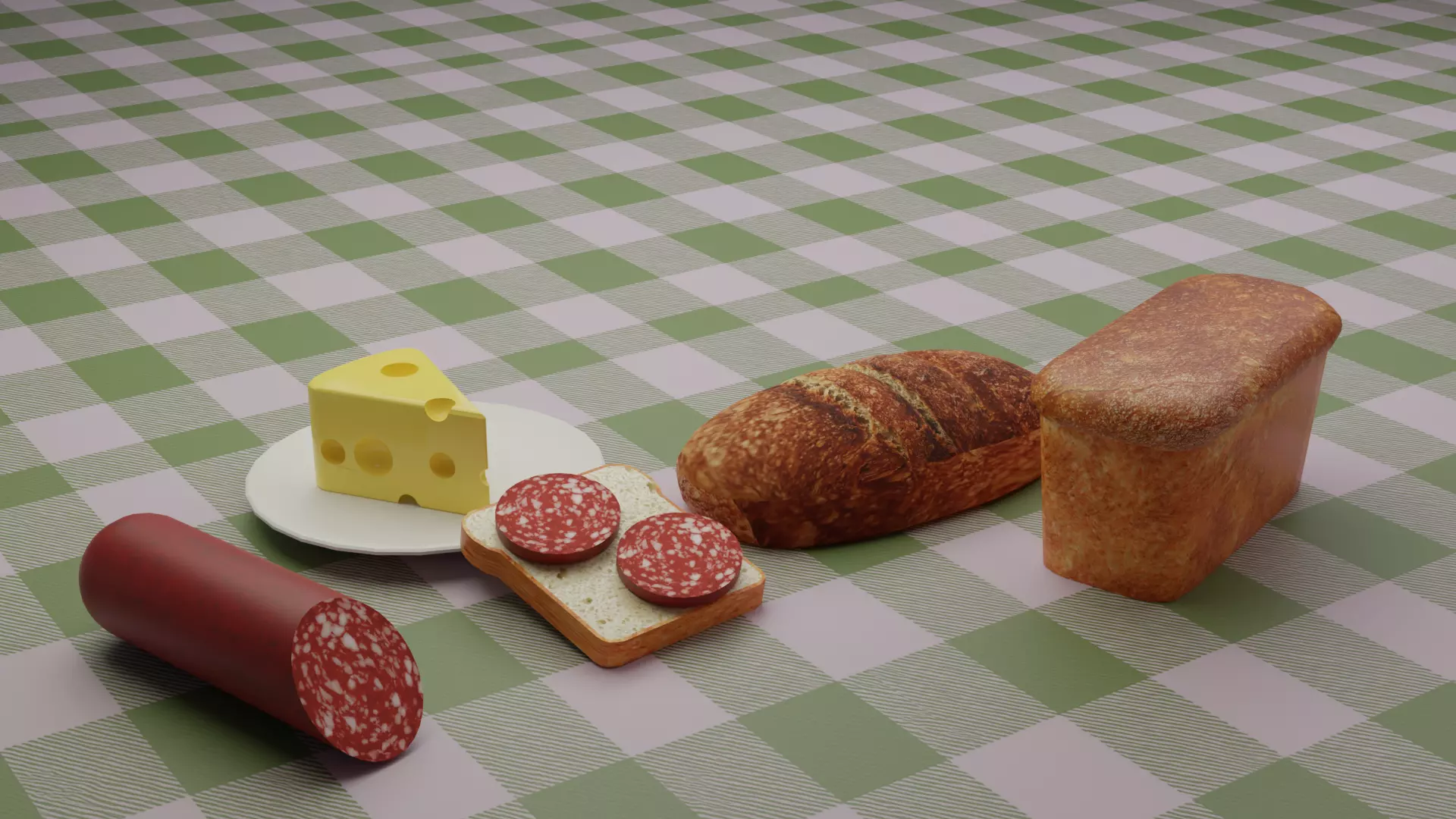 Breackfast table low poly food pack 18 parts Low-poly 3D model_5