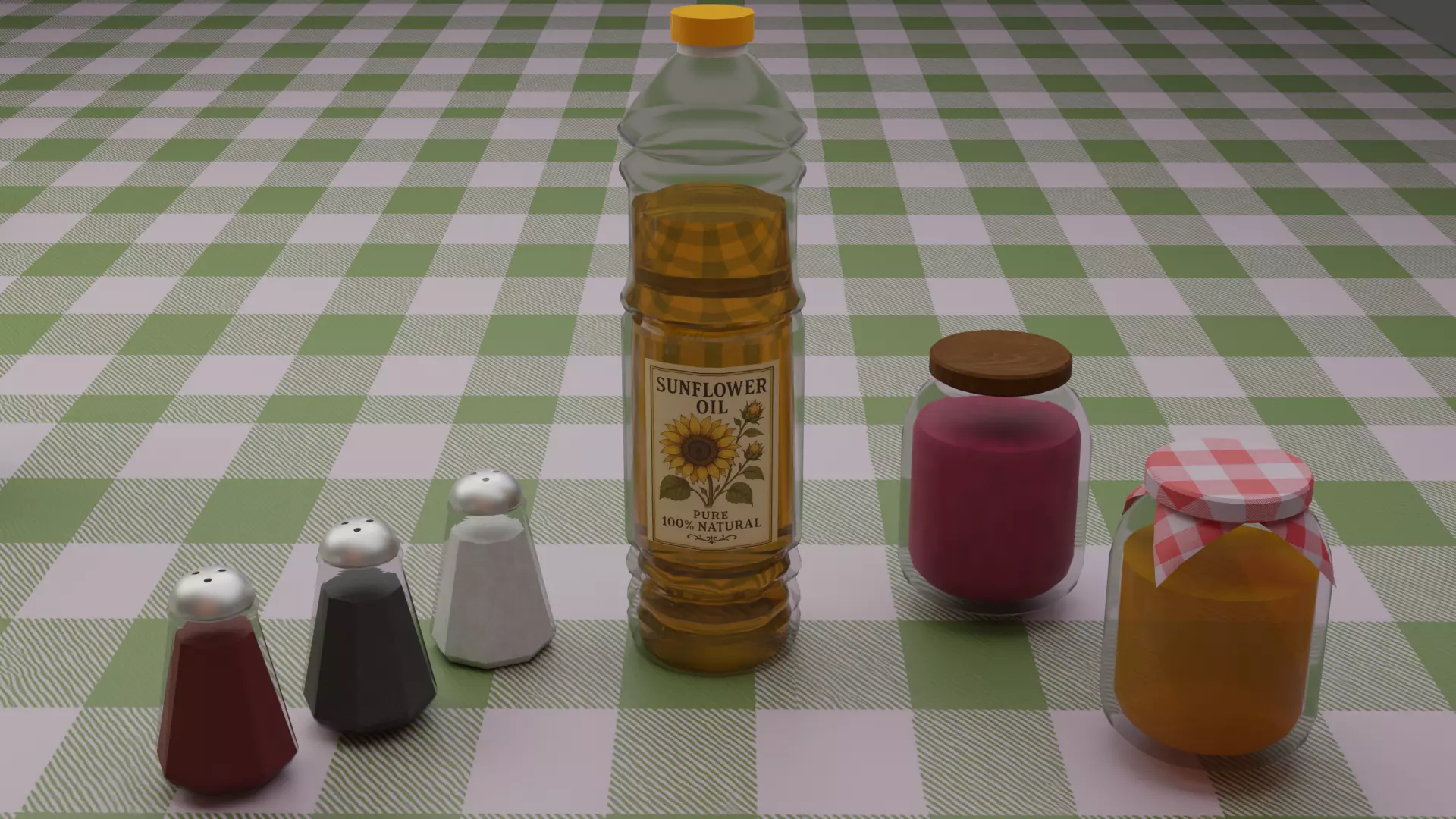 Breackfast table low poly food pack 18 parts Low-poly 3D model_4