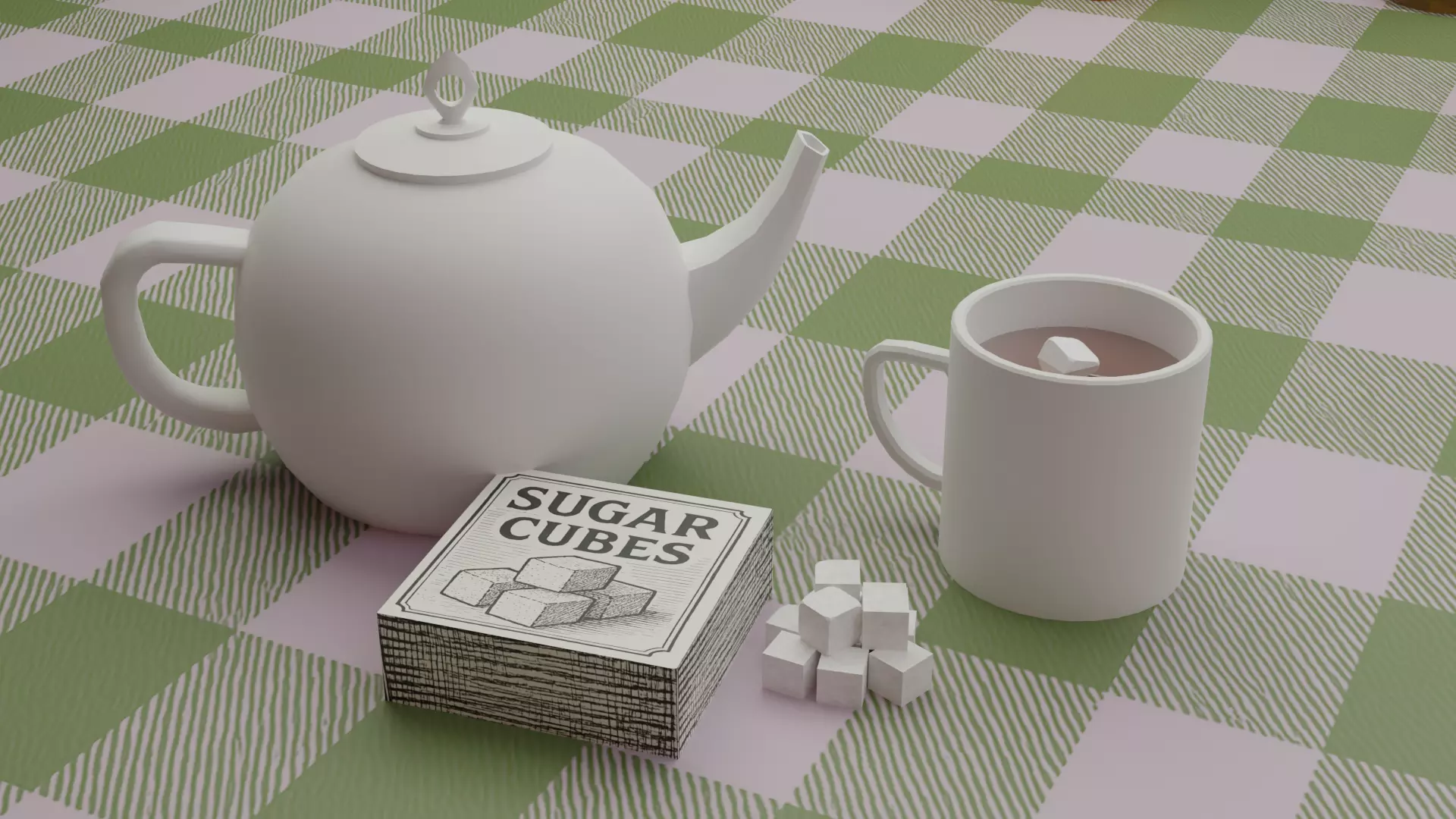 Breackfast table low poly food pack 18 parts Low-poly 3D model_3