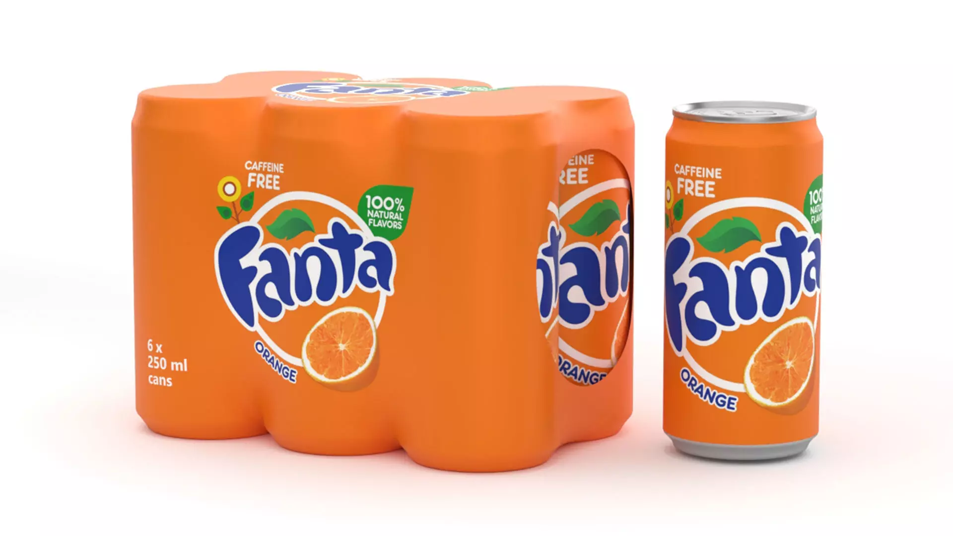 6 Pack 250ml Sleek Fanta Beverage Cans Packaging 3D model
