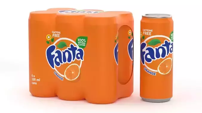 6 Pack 330ml Sleek Fanta Beverage Cans Packaging