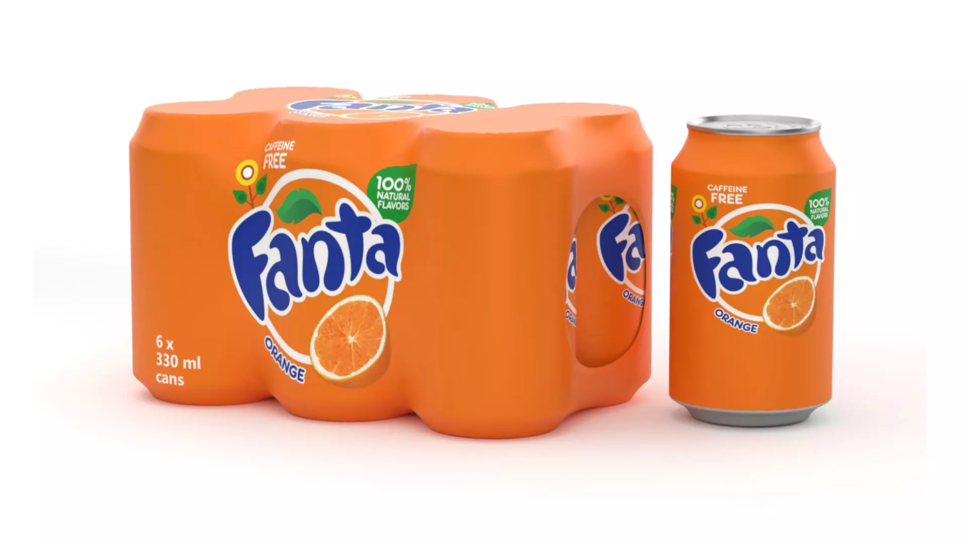 6 Pack 330ml Fanta Beverage Cans Packaging 3D model