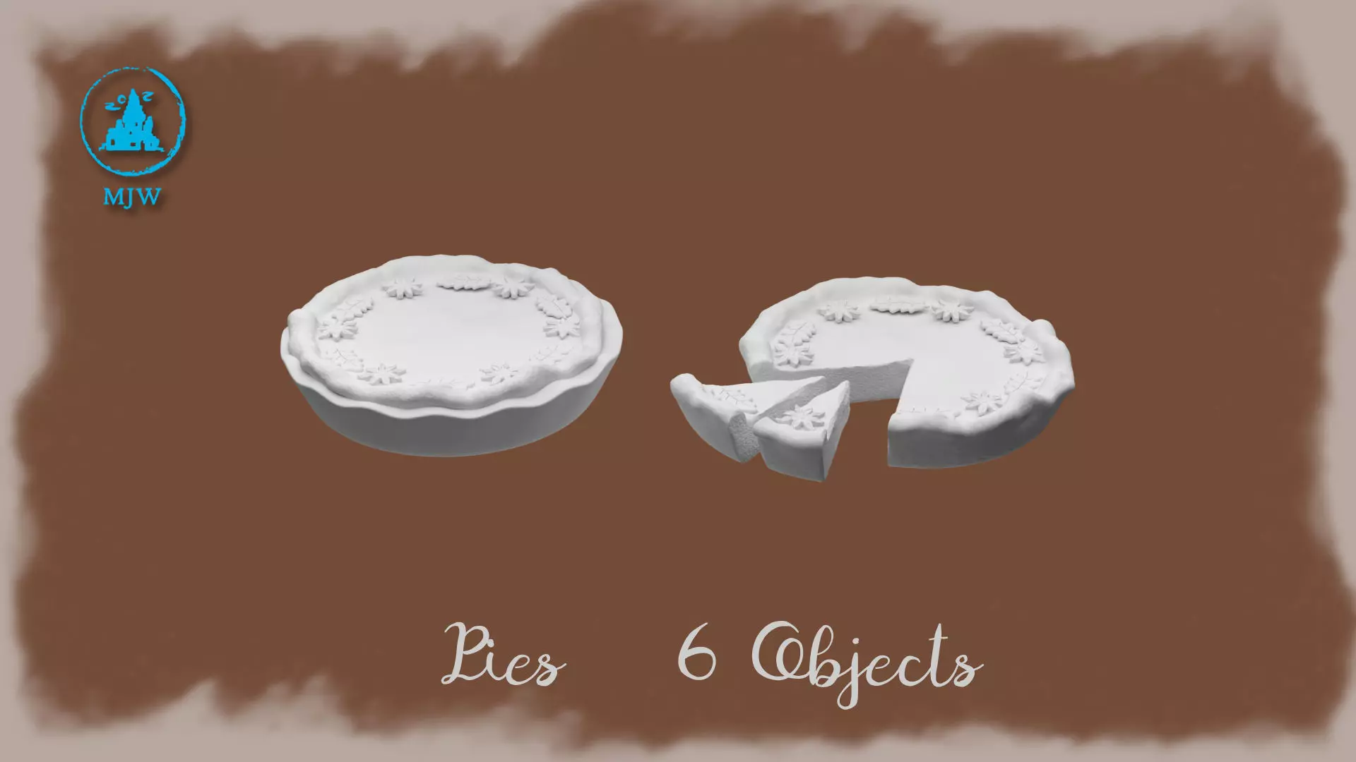 Miniature Pies Set 6 Objects Dollhouse and Tabletop 3D Models 3D print model_1