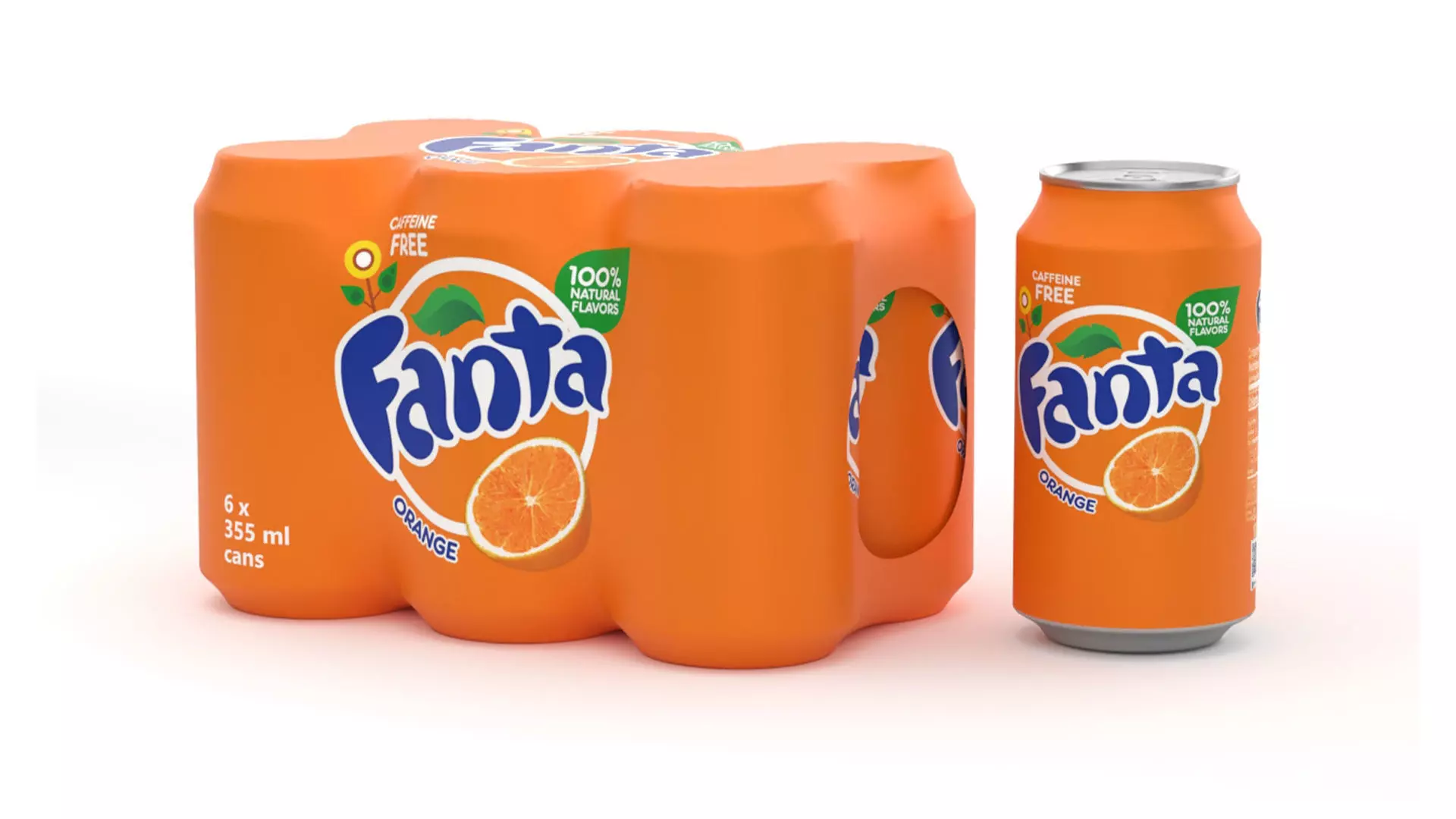 6 Pack 355ml Fanta Beverage Cans Packaging 3D model