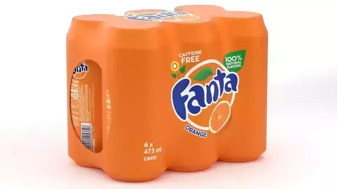 6 Pack 473ml Fanta Beverage Cans Packaging 3D model 4