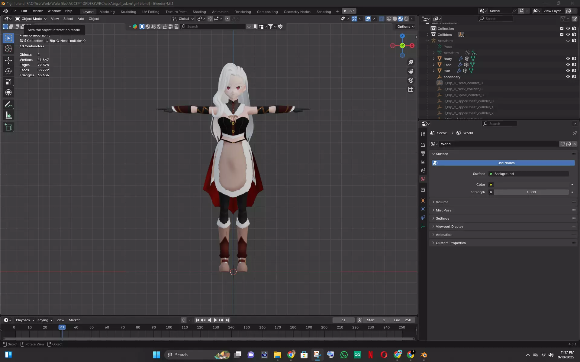 Anime Girl VTuber Model Rigged for VRChat and Animaze Low-poly 3D model_3