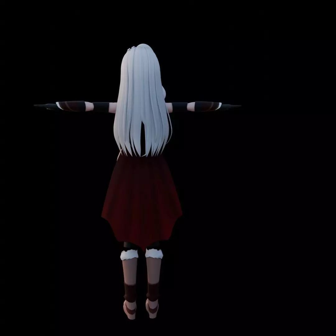 Anime Girl VTuber Model Rigged for VRChat and Animaze Low-poly 3D model_2