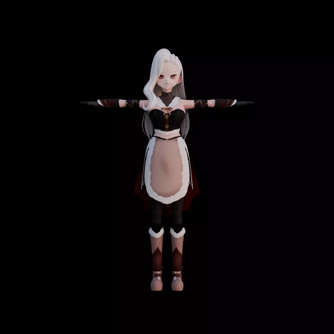 Anime Girl VTuber Model Rigged for VRChat and Animaze Low-poly 3D model_0