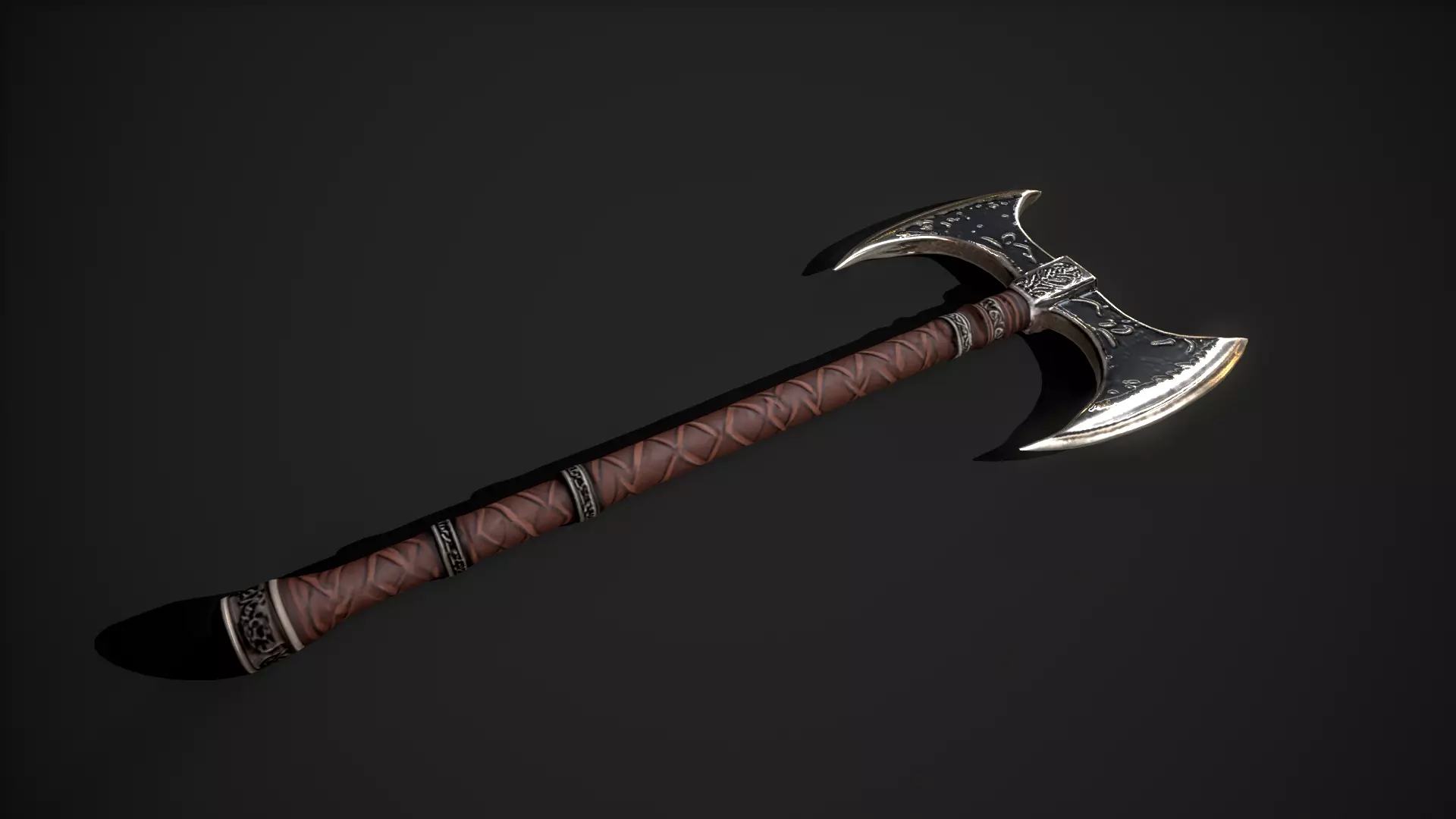 Decorative Battle Axe  Low-poly 3D model_0