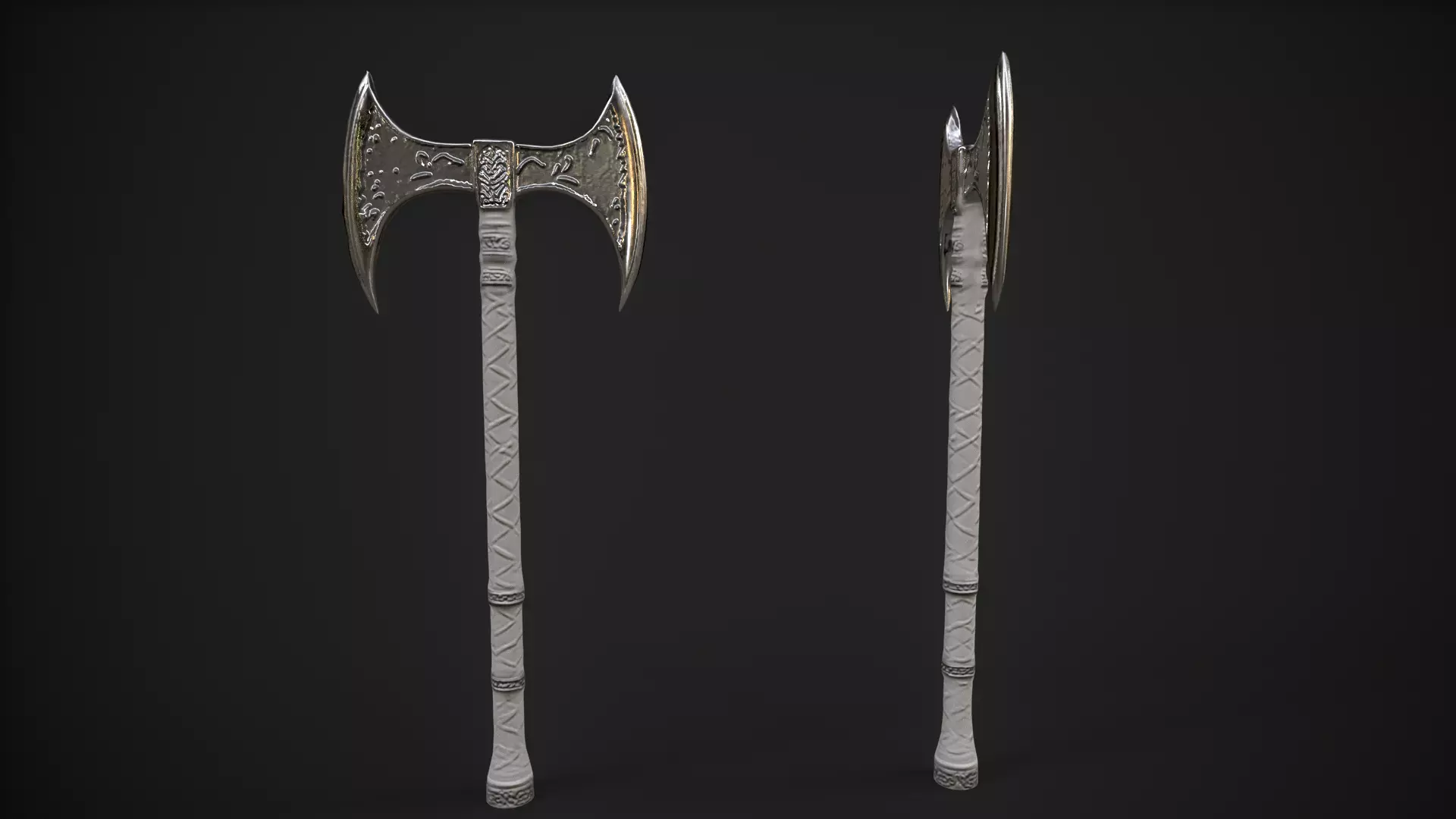 Decorative Battle Axe  Low-poly 3D model_4