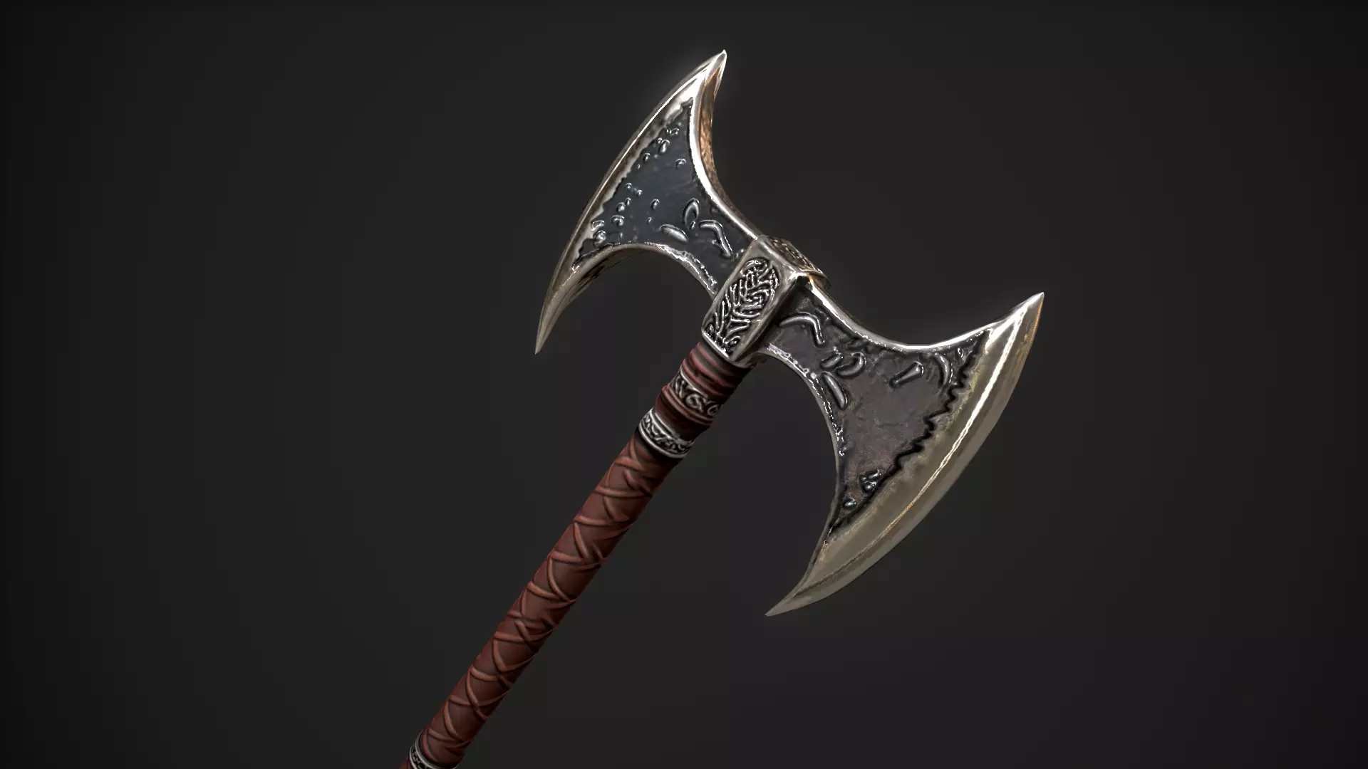 Decorative Battle Axe  Low-poly 3D model_2