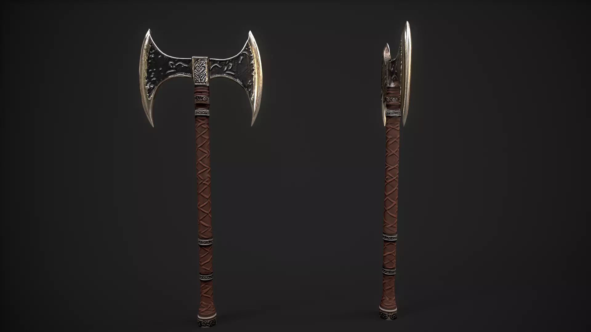 Decorative Battle Axe  Low-poly 3D model_3