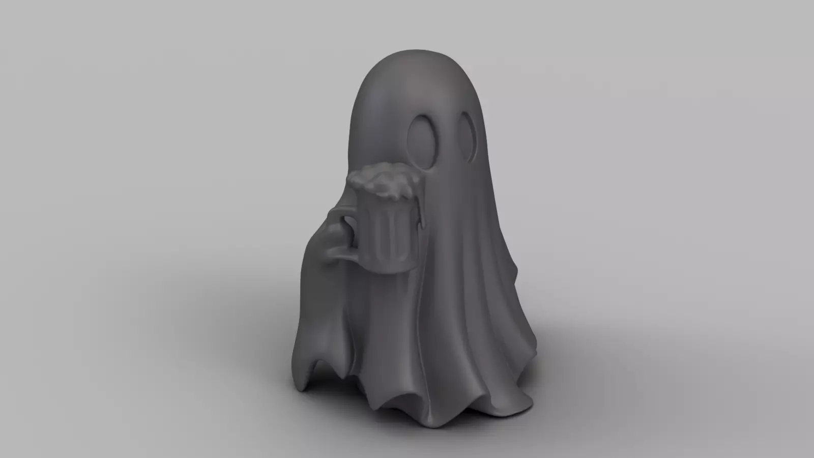 Drunk Ghost Halloween Figurine 3D print model_1