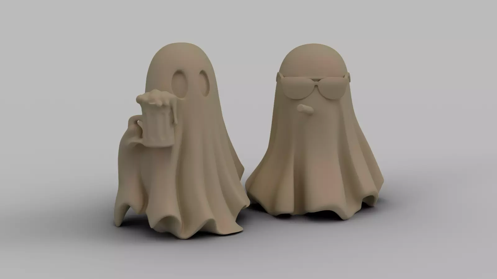Funny Halloween Ghost Figurine Pack 3D print model_0