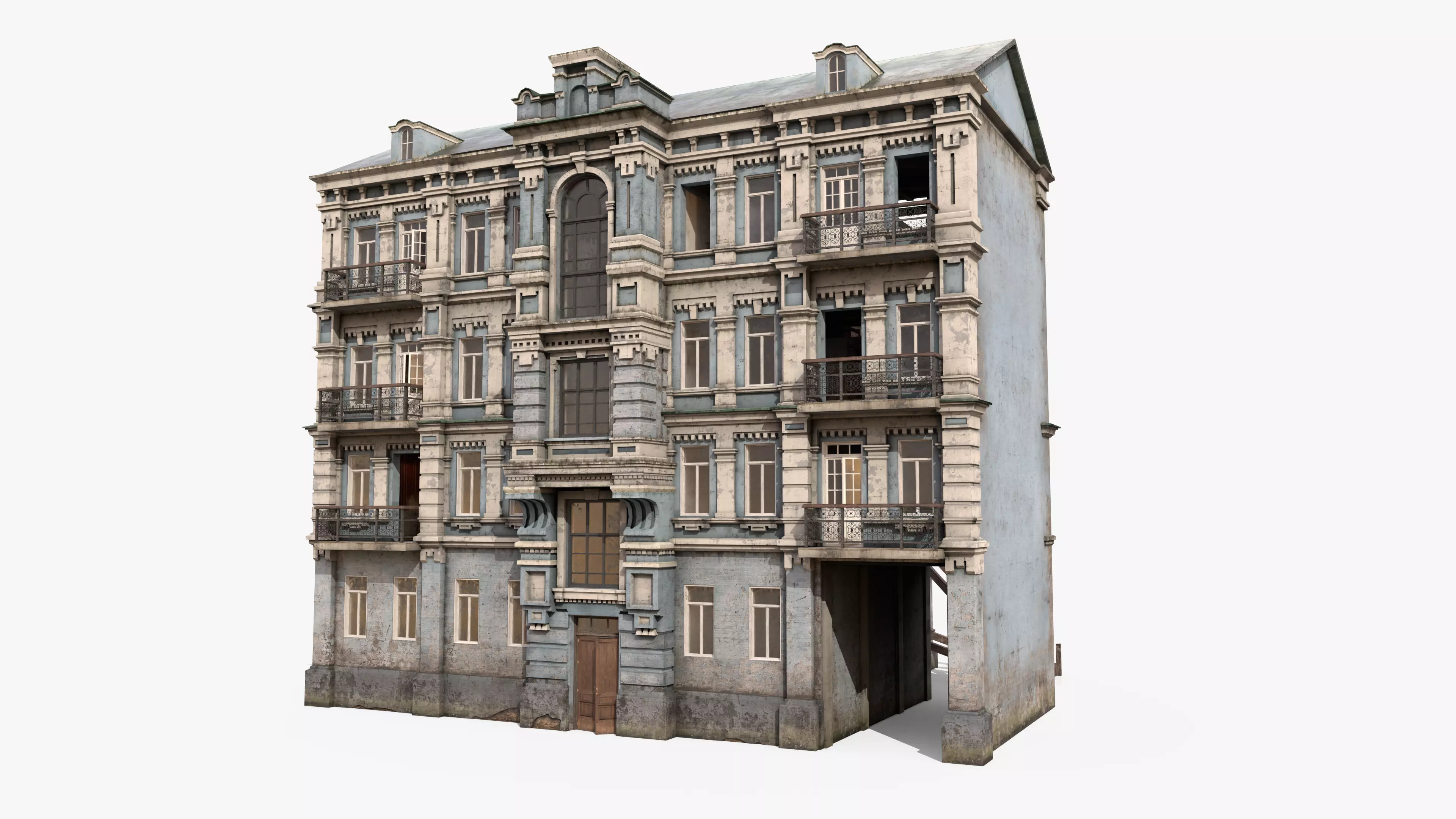 Abandoned City House Low-poly 3D model