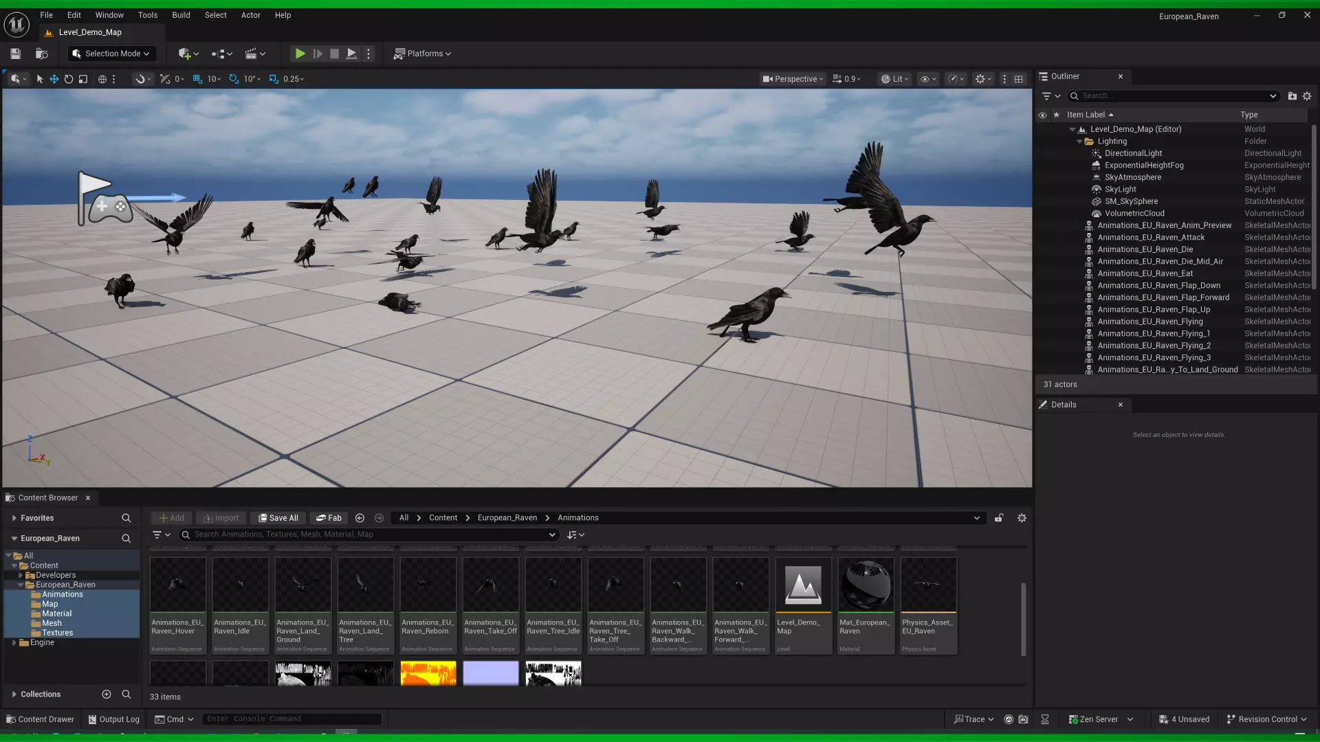 European Common Raven Bird Low-poly 3D model_2