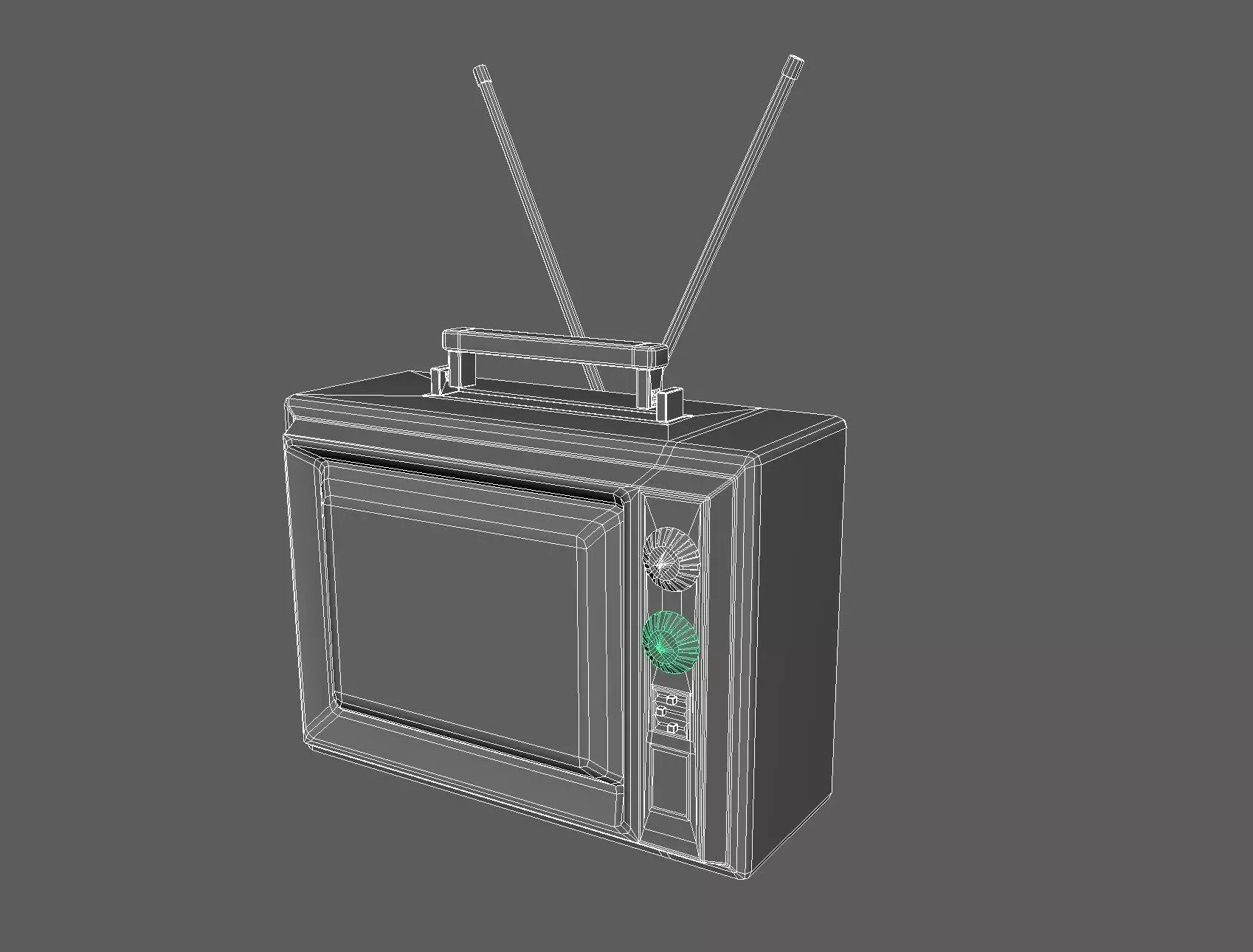 Vintage Television Retro TV 3D Model Maya and Substance Textured Low-poly 3D model_4