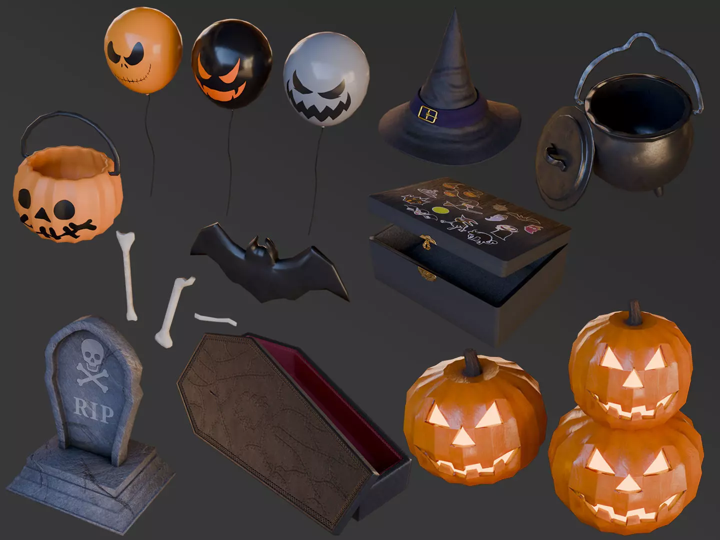 Halloween Pack Low-poly 3D model_0
