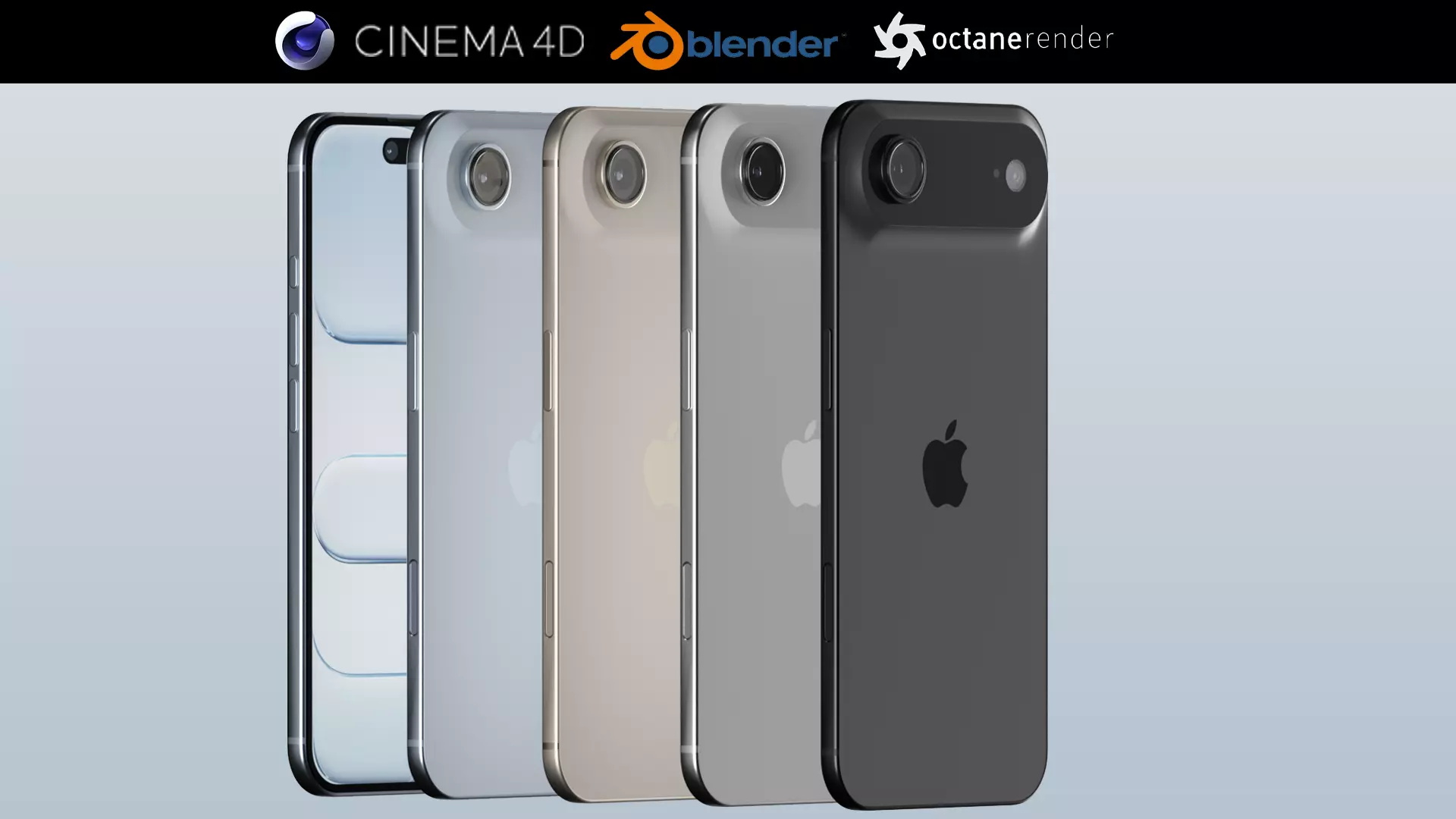 Apple iPhone Air 2025 Bundle In Official Colors and Dimensions 3D model_0