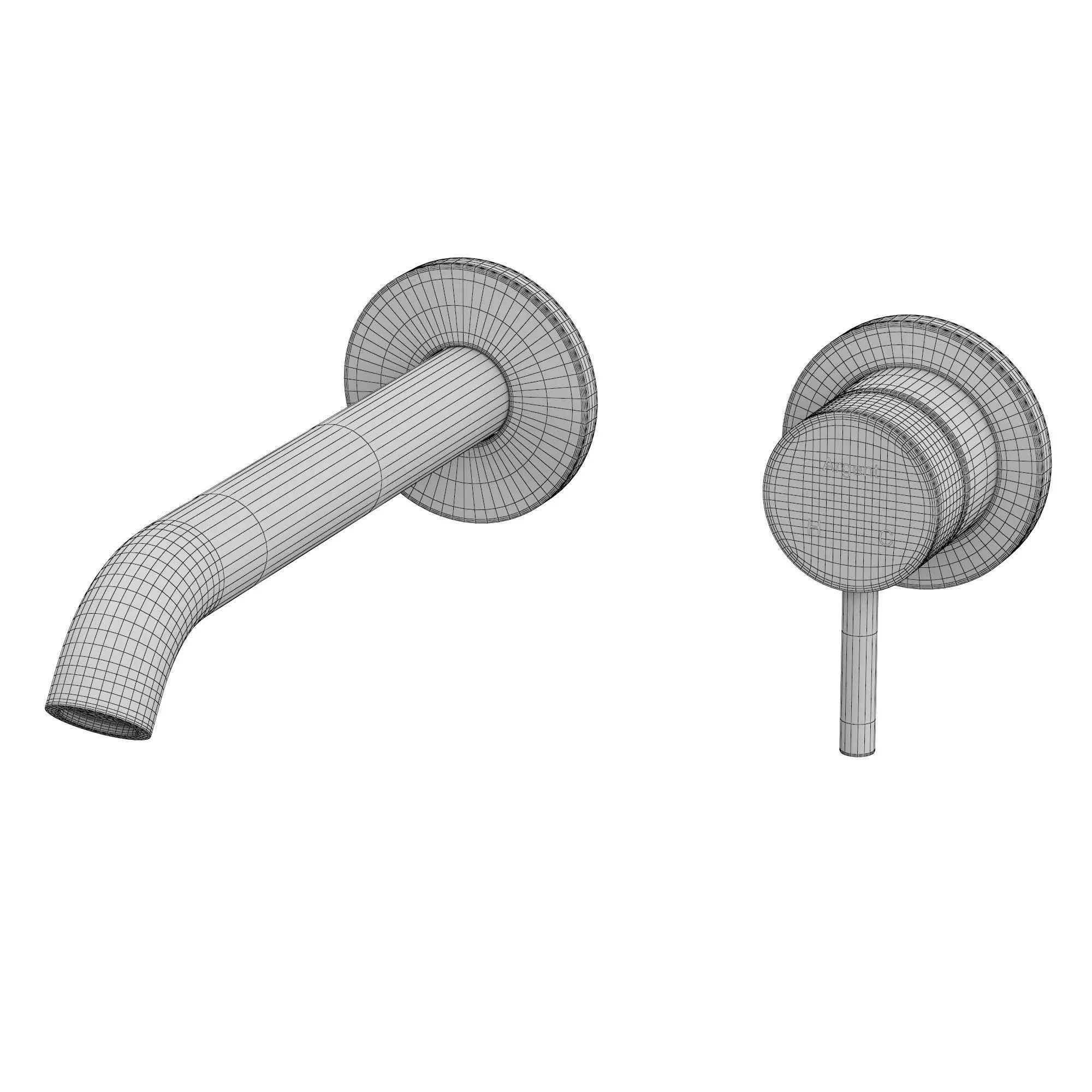 Grace 2 Wall Mounted Basin Mixer Trim Set 3D model_3