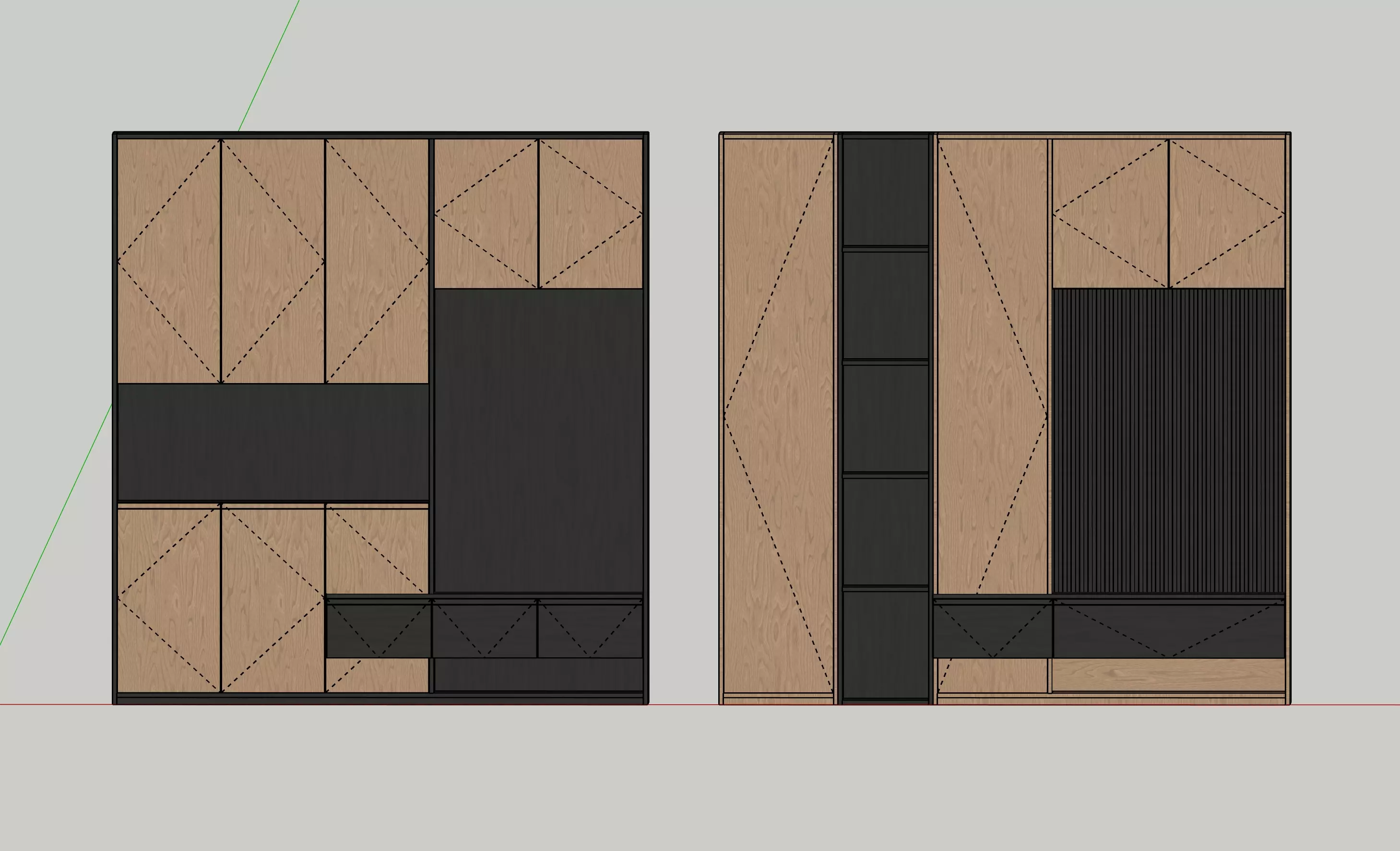 Sideboard wardrobe cabinet Low-poly 3D model_5