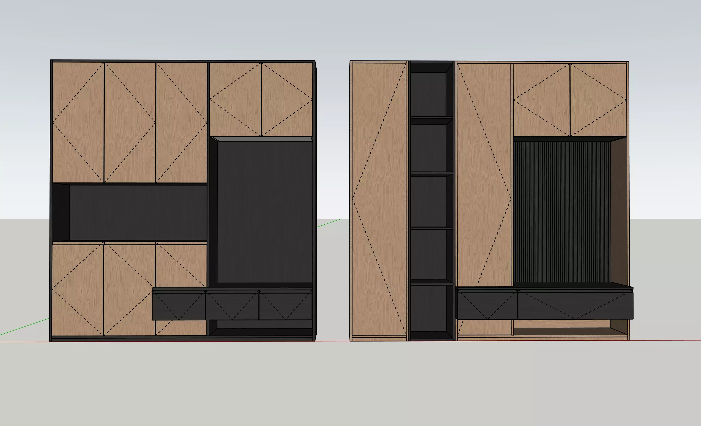 Sideboard wardrobe cabinet Low-poly 3D model_6