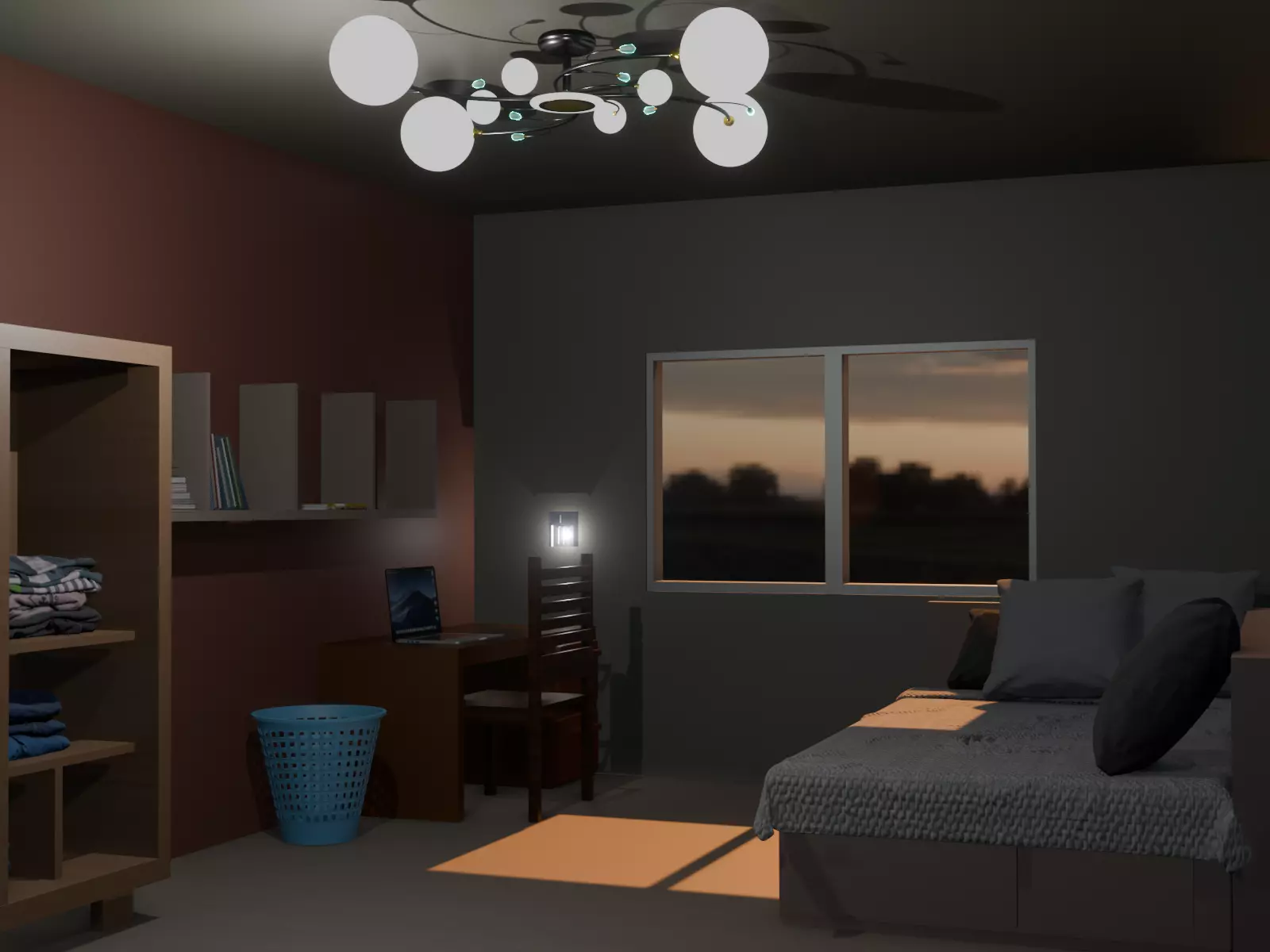 modern little bedroom 3D model_9